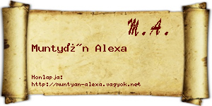 Muntyán Alexa névjegykártya